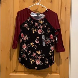 New with tags floral baseball style shirt